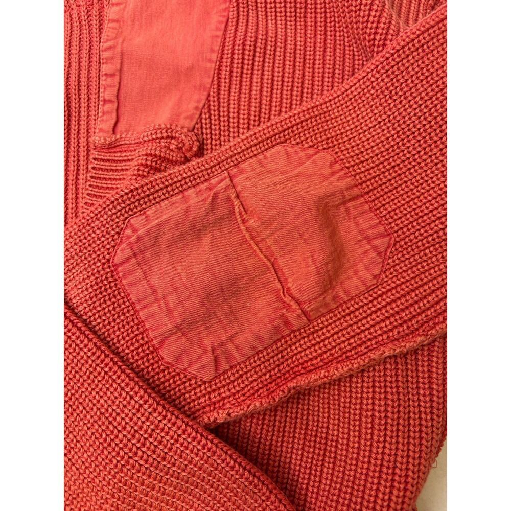 NWOT Free People Worn Thru Dark Coral Surplus Cardi Cropped Slouchy Cotton Sz XS - Picture 5 of 9